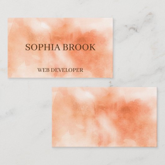 Elegantes mehrfarbiges ockerfarbenes Aquarellgemäl Visitenkarte (Vorne/Hinten)
