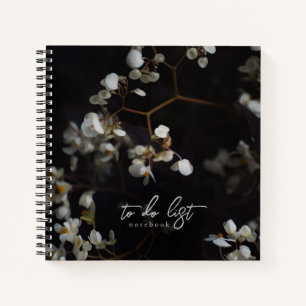 Elegantes, melancholisches, dunkles Blumen-To-Do-L Notizblock