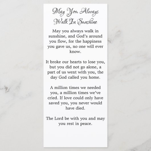 Elegantes Memorial 2 Foto Beerdigungskarte Menükarte (Rückseite)