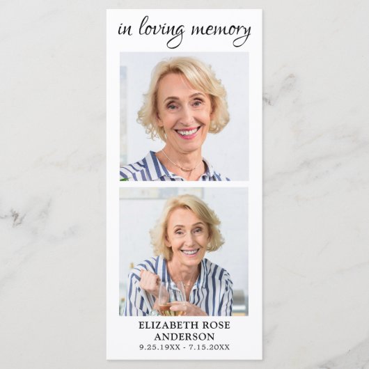 Elegantes Memorial 2 Foto Beerdigungskarte Menükarte (Vorderseite)
