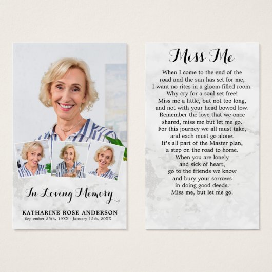 Elegantes Memorial 4 Foto Beerdigungskarten (Vorne & Hinten)