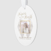 Elegantes Memorial Forever in unserem Herz-Foto Ornament (Vorderseite)
