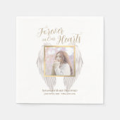 Elegantes Memorial Forever in unserem Herz-Foto Serviette (Vorderseite)