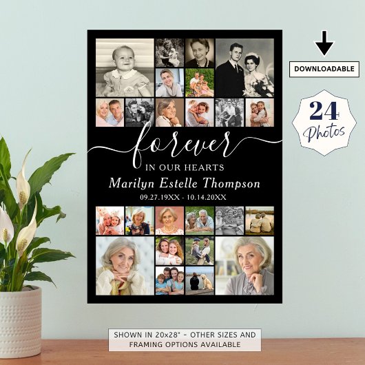 Elegantes Memorial Forever in unserem Herzen 24 Fo Poster