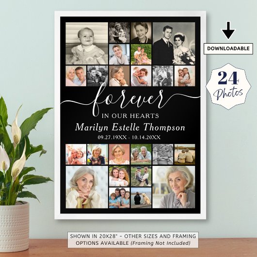 Elegantes Memorial Forever in unserem Herzen 24 Fo Poster