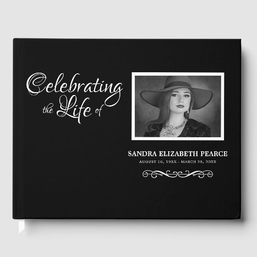Elegantes Memorial-Foto | Beibehalten Gästebuch (Vorderseite)