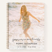 Elegantes Memorial Foto Chic Beerdigung Gästebuch Notizblock (Vorderseite)