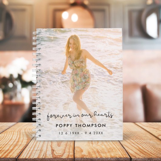 Elegantes Memorial Foto Chic Beerdigung Gästebuch Notizblock