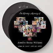 Elegantes Memorial Foto Collage Beerdigung Beileid Button (Vorne & Hinten)