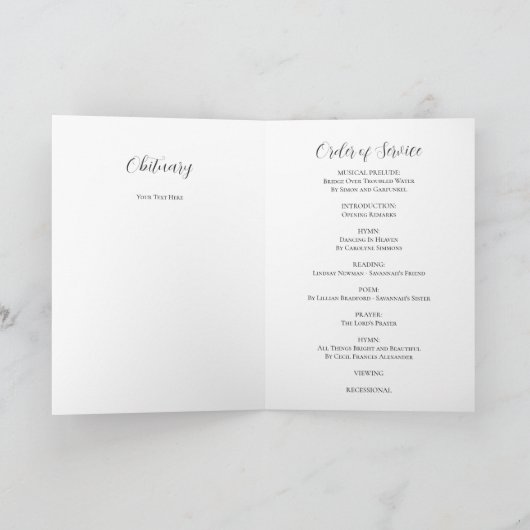 Elegantes Memorial Service Beerdigung Wings Foto Programm (Innenseite)