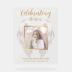 Elegantes Memorial Service Wings Foto Acrylschild