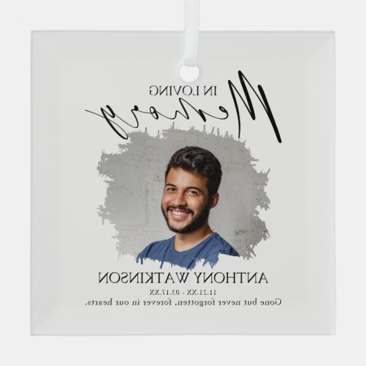 Elegantes Memory-Foto Ornament Aus Glas (Rückseite)