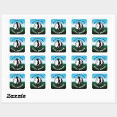 Elegantes Men Golf Monogram Design Quadratischer Aufkleber (Blatt)