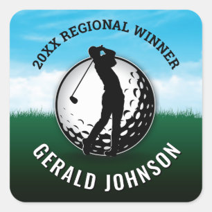 Elegantes Men Golf Monogram Design Quadratischer Aufkleber