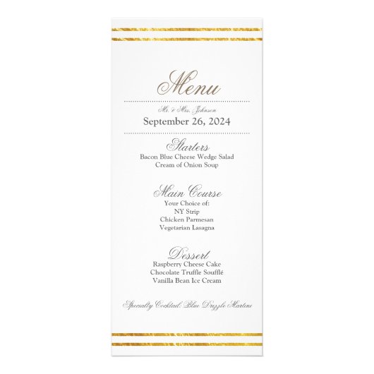 Elegantes Menü an der Grenze zum Abendessen (Vorne)