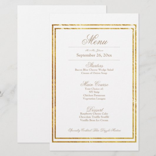 Elegantes Menü an der Grenze zum Abendessen (Vorne/Hinten)