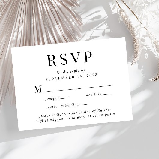 Elegantes Menü Auswahl RSVP-Karte Hochzeit RSVP Karte