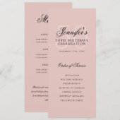 Elegantes Menü "Blush Pink" des 50. Programms+Viel Einladung (Vorne/Hinten)