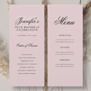 Elegantes Menü des 70. Geburtstagsparty-Programms  Einladung