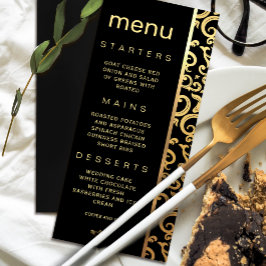 Elegantes Menü für Goldrahmen-Hochzeiten Einladung