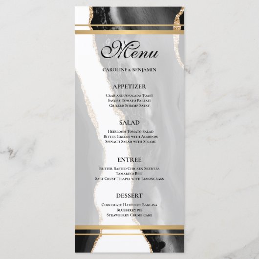 Elegantes Menü für Hochzeiten Menükarte (Vorderseite)