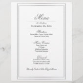 Elegantes Menü für Hochzeitsessen an der Silver Bo Briefbogen (Vorderseite)