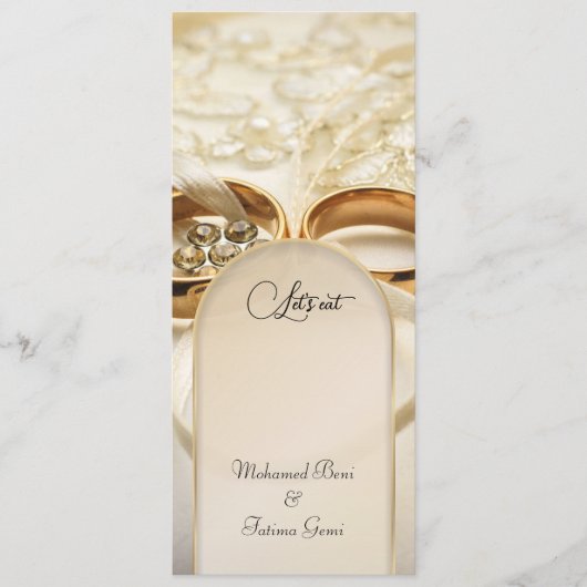 Elegantes Menü für Hochzeitsessen Empfang Menükarte (Vorderseite)