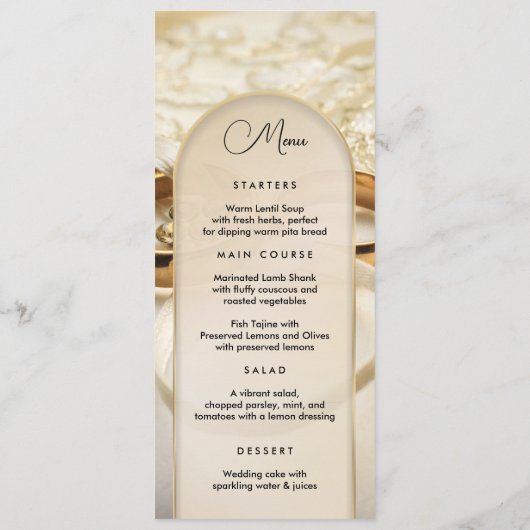 Elegantes Menü für Hochzeitsessen Empfang Menükarte (Rückseite)