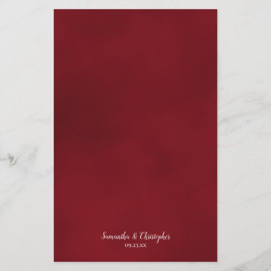 Elegantes Menü für Rote Rosen (Rückseite)