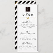 Elegantes Menü für Schwarz-weiße und goldene Strei Menükarte (Vorne/Hinten)