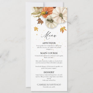 Elegantes Menü Hochzeit im Herbst Einladung