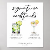 Elegantes Menü mit Cocktails für Hochzeiten Poster (Vorne)