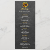 Elegantes Menü mit rustikalen Sonnenblumen Hochzei Menükarte (Vorderseite)