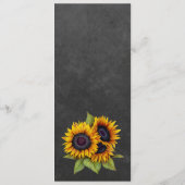 Elegantes Menü mit rustikalen Sonnenblumen Hochzei Menükarte (Rückseite)