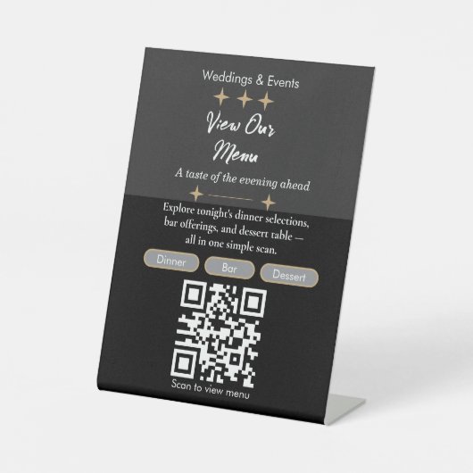 Elegantes Menü-QR-Code-Schild | Digitales Menü Sockelschild (Vorderseite)