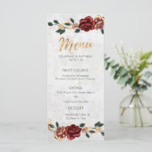 Elegantes Menü - Rote Rosen Gold Details Menükarte (Stehend Vorderseite)