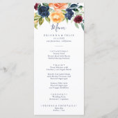 Elegantes Menü zum Abendessen mit floralen Gericht Menükarte (Vorderseite)