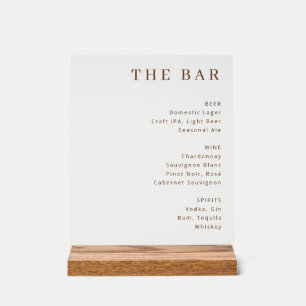 Elegantes Menüschild mit Off-White-Serifenleiste f Acrylschild