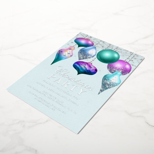 Elegantes Mermaid Ornament Weihnachtsfest Party Folieneinladung (Gedreht)