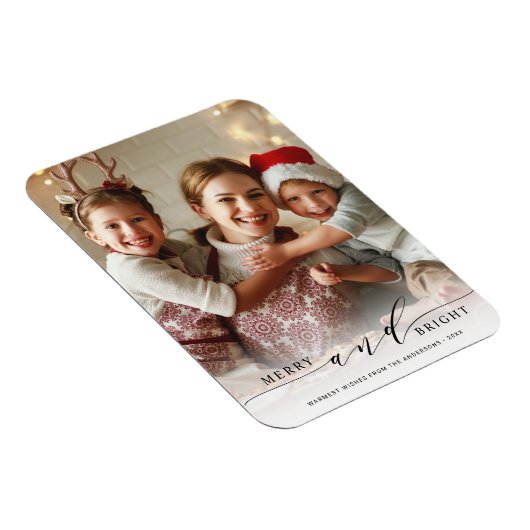 Elegantes Merry and Bright Foto Magnet (Rechte Seite)