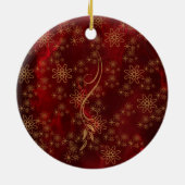 Elegantes Merry & Bright Foto Red Gold Keramik Ornament (Hinten)