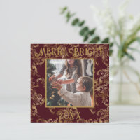 Elegantes Merry & Bright Foto Red Gold Vintag
