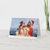 Elegantes Merry & Bright Holiday Foto Dankeskarte (Vorderseite)