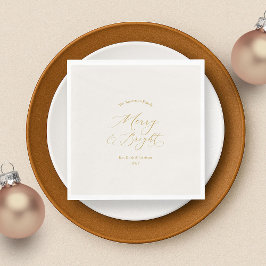 Elegantes „Merry & Bright“ Weihnachten Serviette