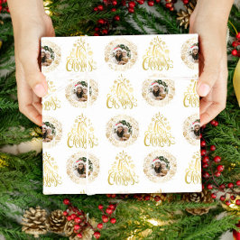 Elegantes Merry Christmas Gold Foto Geschenkpapier