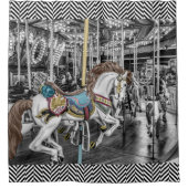 Elegantes Merry Go Round Carousel Vintag Duschvorhang (Vorderseite)