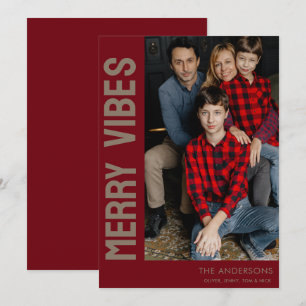 Elegantes Merry Vibes Custom Foto Feiertagskarte