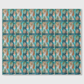 Elegantes metalisches Aussehen, aquamarin, Gold Geschenkpapier (Flach)