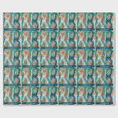 Elegantes metalisches Aussehen, aquamarin, Gold Geschenkpapier (Flach)