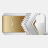 Elegantes Metall 3D-Look Kalligrafie Gold Monogram Case-Mate iPhone Hülle (Rückseite (Horizontal))